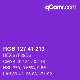 Color code: RGB 127 41 213 | qconv.com