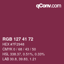 Color code: RGB 127 41 72 | qconv.com