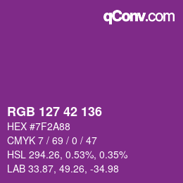 Color code: RGB 127 42 136 | qconv.com