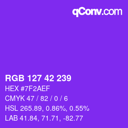 颜色代码: RGB 127 42 239 | qconv.com