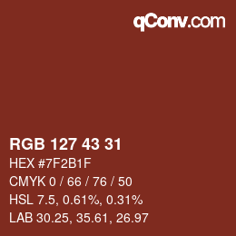 颜色代码: RGB 127 43 31 | qconv.com