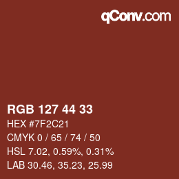 カラーコード: RGB 127 44 33 | qconv.com