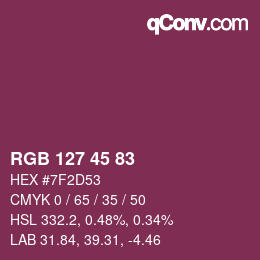 カラーコード: RGB 127 45 83 | qconv.com