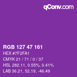 カラーコード: RGB 127 47 161 | qconv.com