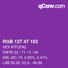 Color code: RGB 127 47 162 | qconv.com