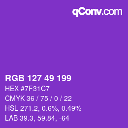 Color code: RGB 127 49 199 | qconv.com