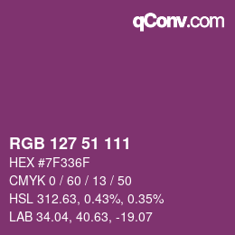 Color code: RGB 127 51 111 | qconv.com