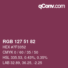 カラーコード: RGB 127 51 82 | qconv.com
