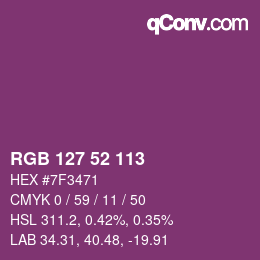 颜色代码: RGB 127 52 113 | qconv.com