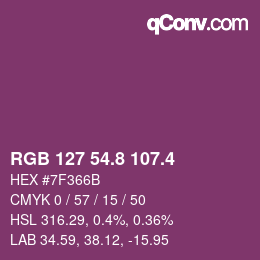 カラーコード: RGB 127 54.8 107.4 | qconv.com