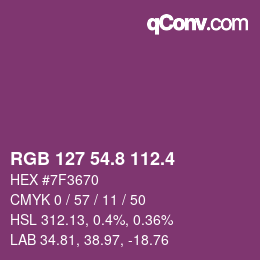 カラーコード: RGB 127 54.8 112.4 | qconv.com