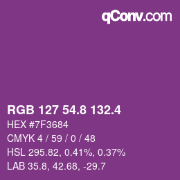 カラーコード: RGB 127 54.8 132.4 | qconv.com