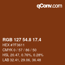 カラーコード: RGB 127 54.8 17.4 | qconv.com