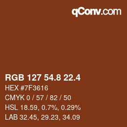 カラーコード: RGB 127 54.8 22.4 | qconv.com