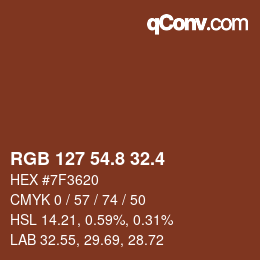カラーコード: RGB 127 54.8 32.4 | qconv.com