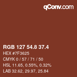 カラーコード: RGB 127 54.8 37.4 | qconv.com