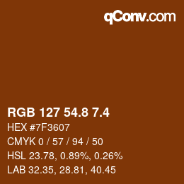 カラーコード: RGB 127 54.8 7.4 | qconv.com