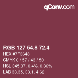 カラーコード: RGB 127 54.8 72.4 | qconv.com
