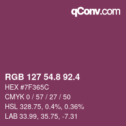カラーコード: RGB 127 54.8 92.4 | qconv.com