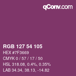 Color code: RGB 127 54 105 | qconv.com
