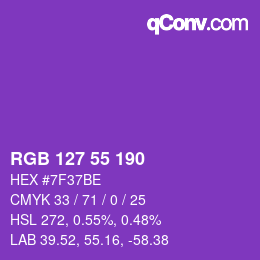 颜色代码: RGB 127 55 190 | qconv.com