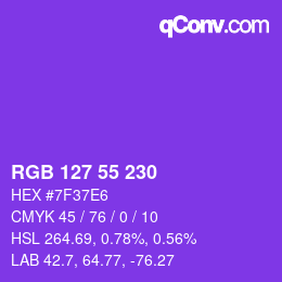 颜色代码: RGB 127 55 230 | qconv.com
