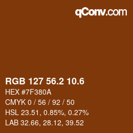 カラーコード: RGB 127 56.2 10.6 | qconv.com
