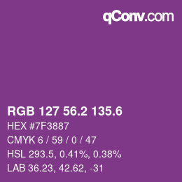 カラーコード: RGB 127 56.2 135.6 | qconv.com