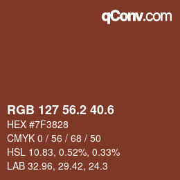 カラーコード: RGB 127 56.2 40.6 | qconv.com