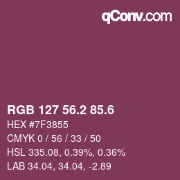 カラーコード: RGB 127 56.2 85.6 | qconv.com