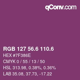 カラーコード: RGB 127 56.6 110.6 | qconv.com