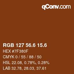 カラーコード: RGB 127 56.6 15.6 | qconv.com