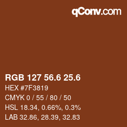 カラーコード: RGB 127 56.6 25.6 | qconv.com