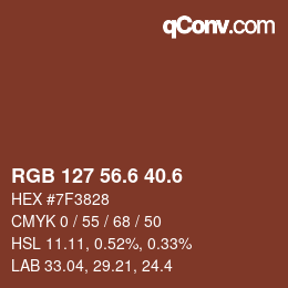 カラーコード: RGB 127 56.6 40.6 | qconv.com