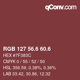 カラーコード: RGB 127 56.6 60.6 | qconv.com