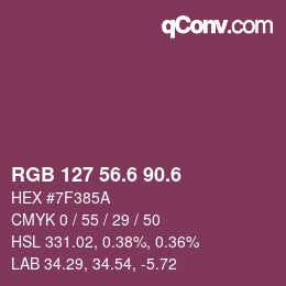 カラーコード: RGB 127 56.6 90.6 | qconv.com