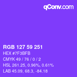 Color code: RGB 127 59 251 | qconv.com