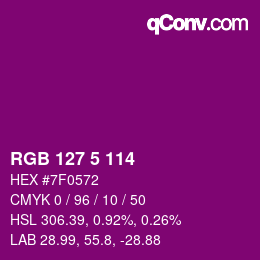 Color code: RGB 127 5 114 | qconv.com