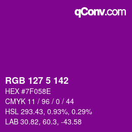 カラーコード: RGB 127 5 142 | qconv.com