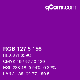 Color code: RGB 127 5 156 | qconv.com