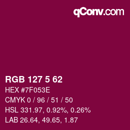 Color code: RGB 127 5 62 | qconv.com