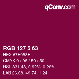 Color code: RGB 127 5 63 | qconv.com
