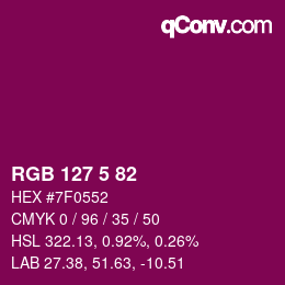 Color code: RGB 127 5 82 | qconv.com