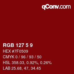 颜色代码: RGB 127 5 9 | qconv.com