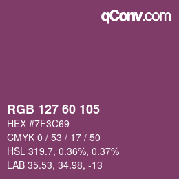カラーコード: RGB 127 60 105 | qconv.com