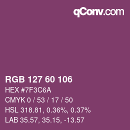 カラーコード: RGB 127 60 106 | qconv.com