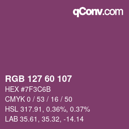 颜色代码: RGB 127 60 107 | qconv.com