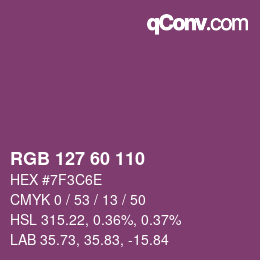 カラーコード: RGB 127 60 110 | qconv.com