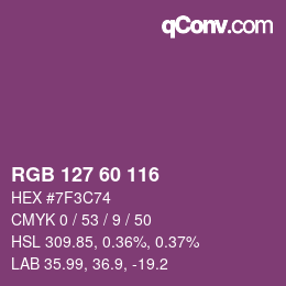 カラーコード: RGB 127 60 116 | qconv.com