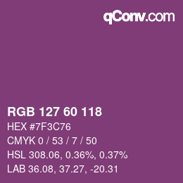 カラーコード: RGB 127 60 118 | qconv.com